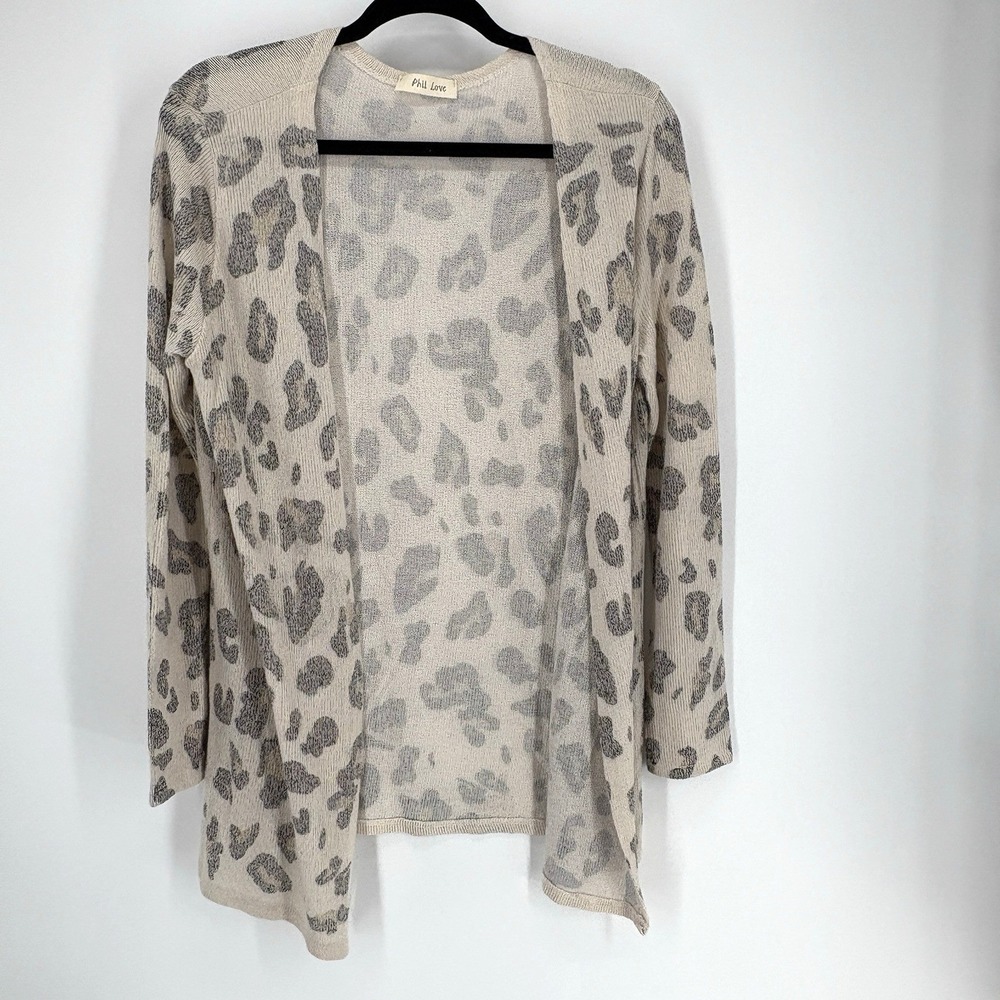 Phil Love Open Cardigan Large Soft Lightweight Leopard‎ Print Long